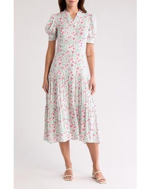 Love By Design Grace Button Front Midi Dress - Pink
