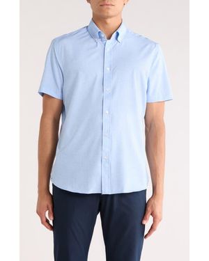 Con.struct Short Sleeve Woven Button-Down Shirt - Blue
