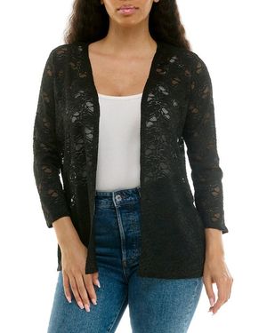 Nina Leonard Lace Cardigan - Black