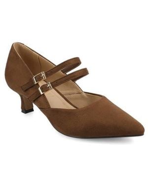 Journee Collection Carnation Kitten Heel Mary Jane Pump - Brown