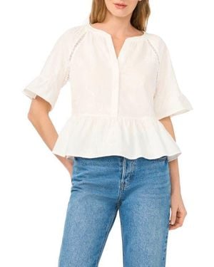 Ted Baker Lace Insert Peplum Top - White