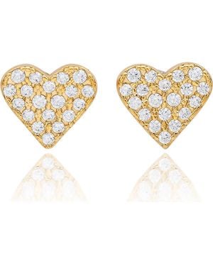 Suzy Levian Pavé Cubic Zirconia Heart Stud Earrings - Metallic