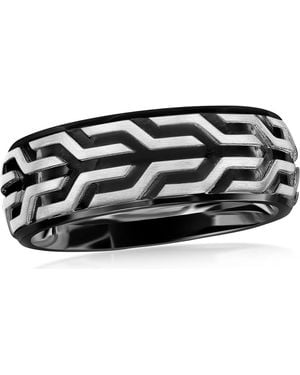 Metallo Textured Two-Tone Ring - Black