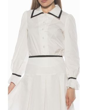 Alexia Admor Shannan Tipped Collar Button-Up Shirt - White