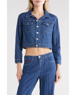 L'Agence Koda Crop Denim Jacket - Blue