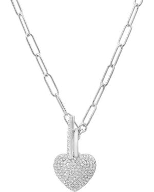 Queen Jewels Cubic Zirconia Pavé Heart Pendant Necklace - Metallic