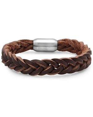 Steeltime Braided Leather Bracelet - Brown