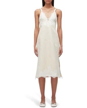 3.1 Phillip Lim Lace Trim Cotton Denim Midi Slipdress - Natural