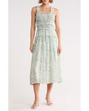 Blu Pepper Mixed Print Smocked Dress - Multicolor