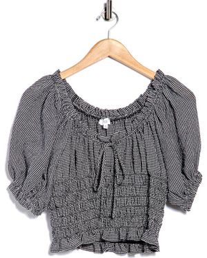 NSR Smocked Bubble Sleeve Top - Gray