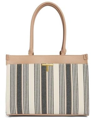 Tahari Delano Stripe Tote Bag - White