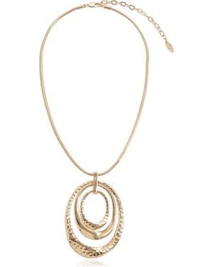 Ettika Large Oval Pendant Necklace - Metallic