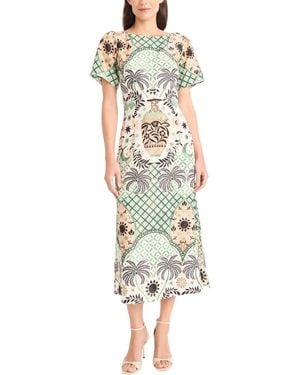 Maggy London Short Sleeve Midi Dress - Green