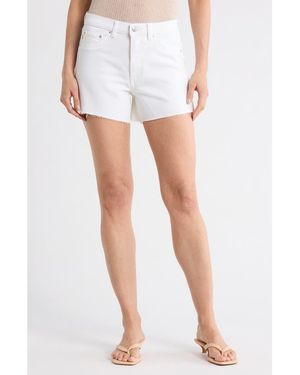 DL1961 Zoie Raw Hem Mid Rise Relaxed Denim Shorts - White