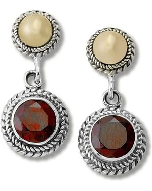 Samuel B. Round Stone Drop Earrings - Metallic