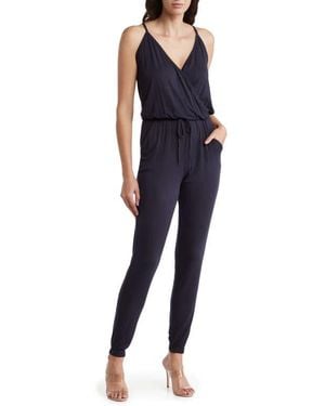 Go Couture Sleeveless Drawstring Waist Jumpsuit - Blue