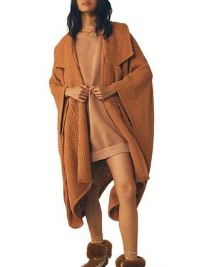 Saachi Waffle Drape Jacket - Orange