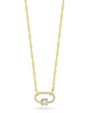 Sphera Milano Oval Lock Cubic Zirconia Pendant Necklace - Metallic