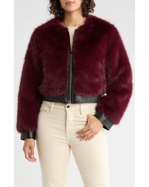 Vigoss Mixed Media Crop Jacket - Red