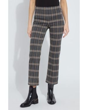 Lyssé E Plaid High Waist Ankle Pants - Gray