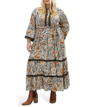 City Chic Camille Long Sleeve Print Maxi Dress - Multicolor
