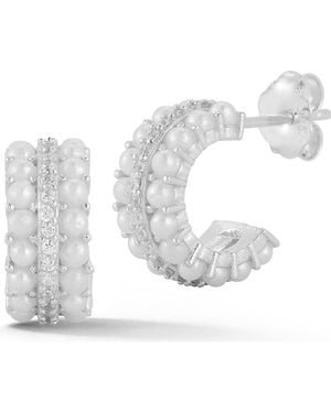 Glaze Jewelry Cubic Zirconia & Cultured Pearl Huggie Hoop Earrings - White