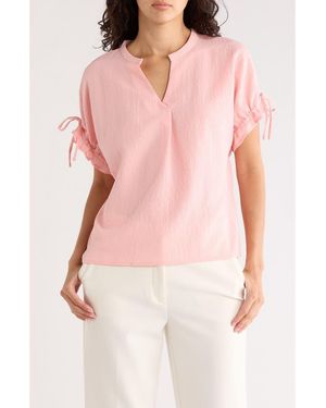 Bobeau Tie Dolman Sleeve Top - Pink
