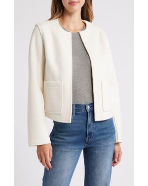Wit & Wisdom Collarless Crop Jacket - Blue