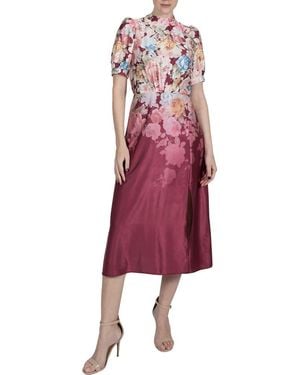 Julia Jordan Floral Print Midi Dress - Red