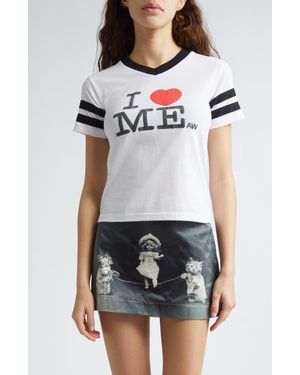 Ashley Williams I Heart Me Cotton Blend Graphic T-Shirt - White