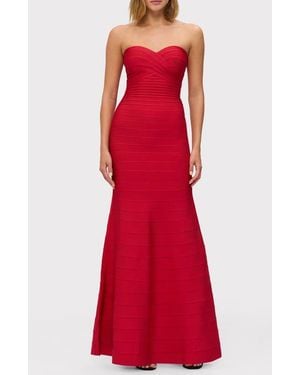 Hervé Léger The Sara Strapless Mermaid Gown - Red
