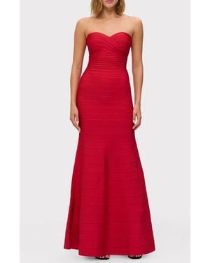 Hervé Léger The Sara Strapless Mermaid Gown - Red