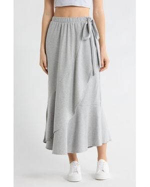 Go Couture Wrap Midi Skirt - Gray