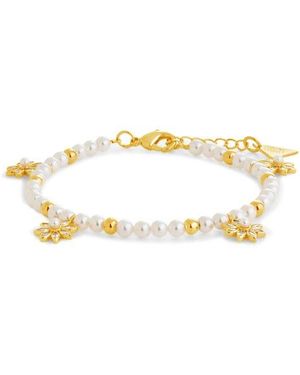 Sterling Forever Esti Cubic Zirconia & Cultured Pearl Bracelet - Metallic