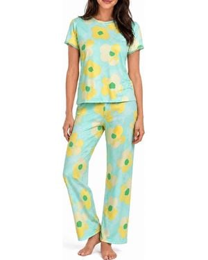 LOFT Lace Trim Floral Pajama Top - Green