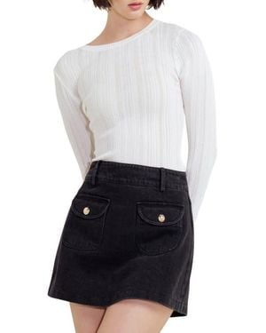 FREEMARKET Rib Long Sleeve Top - White