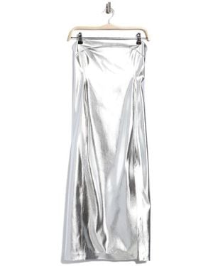 Alice + Olivia Kelly Metallic Faux Leather Skirt - White