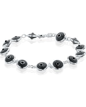Best Silver Evil Eye Enamel Station Bracelet - Metallic