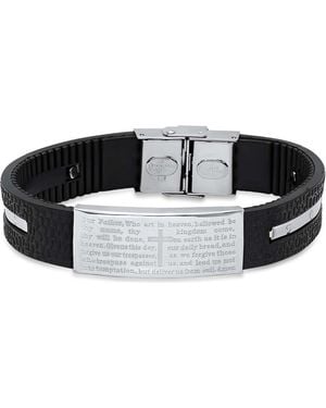 Steeltime Lord's Prayer Rubber & Stainless Steel Bracelet - Black