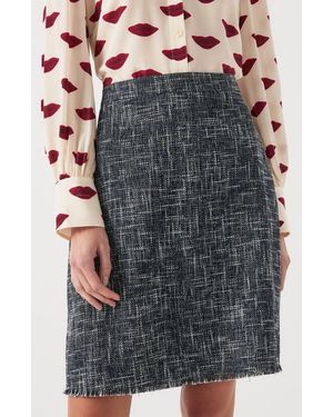 LK Bennett Suzie Fray Hem Tweed Skirt - Gray