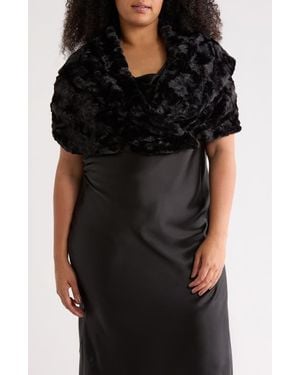 Eliza J Shawl Collar Faux Fur Capelet - Black