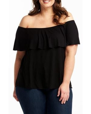 Tart Collections Ruffled Off-Shoulder Rayon Top - Black