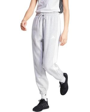 adidas Essentials 3-Stripes Fleece Jogger Pants - Gray