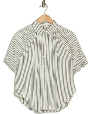 Max Studio Bubble Sleeve Boyfriend Shirt - Gray