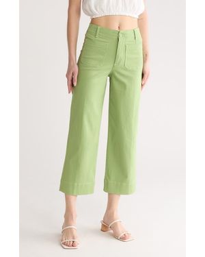 Bagatelle High Waist Wide Leg Crop Pants - Green