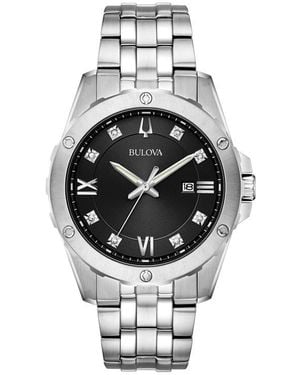 Bulova Diamond Bracelet Watch & Id Bracelet Gift Set, 43Mm - Gray