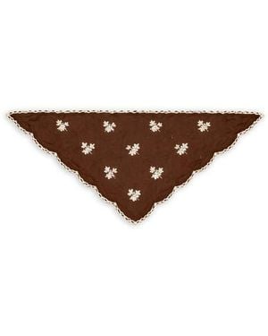 Saachi Floral Embroidered Traingle Bandana - Brown
