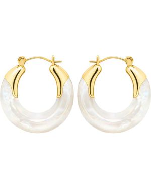 Gabi Rielle Imitation Pearl Hoop Earrings - Metallic