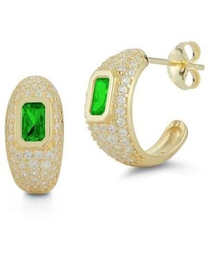 Glaze Jewelry Pavé Cubic Zirconia Hoop Earrings - Metallic