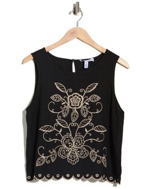 Ellen Tracy Embroidered Tank Top - Black